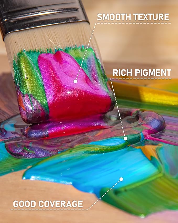 Nicpro Iridescent Pink Acrylic Paint, 8.45oz / 250ml Large Bottle Pink Metallic - Image 4
