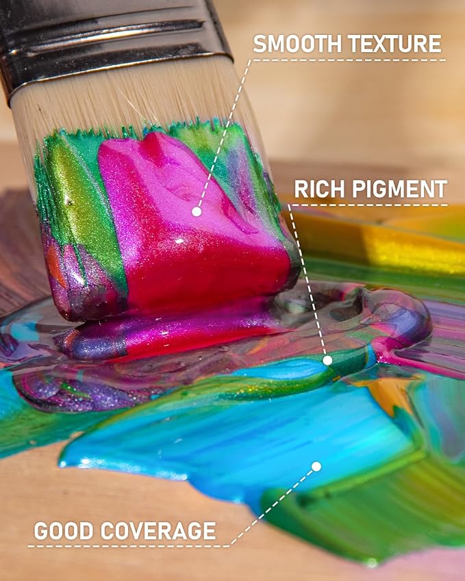 Nicpro Iridescent Green Acrylic Paint, 8.45oz / 250ml Large Bottle Green - Image 4