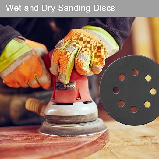 100 Pcs 5 Inch Sanding Discs Hook & Loop 8 Holes Wet Dry 600 Grit Sandpaper Silicon Carbide Sand Paper for Orbital Sander Automotive Wood Plastic Metal Polishing (100Pcs 600 Grit)