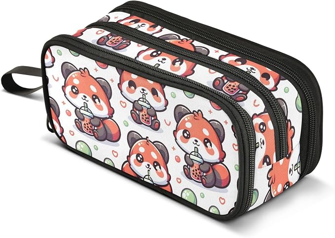 Cute Red Panda Bubbles Pencil Case Box Boys Girls Large Pencil Pouch Zipper by BOENLE-WELCOMEYOURCOMING