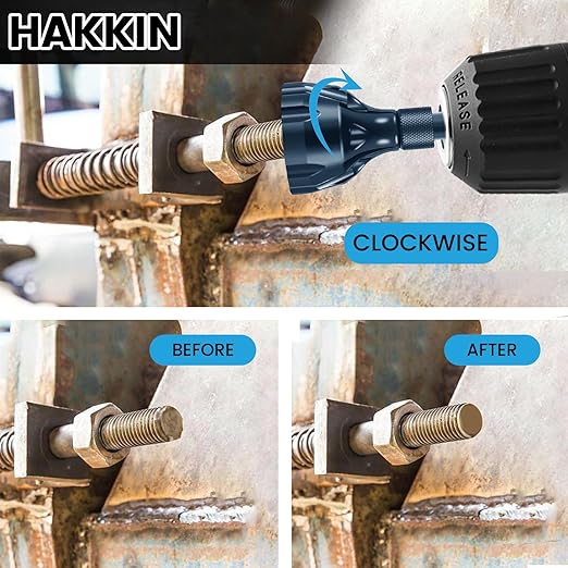 Hakkin 2Pcs Tungsten Carbide Deburring External Chamfer Tool 1/8"-3/4"(3mm-20mm), Deburring Chamfering Drill Bit for Metal, Bolt Thread Repair with Quick Release Hex Shank（Blue）