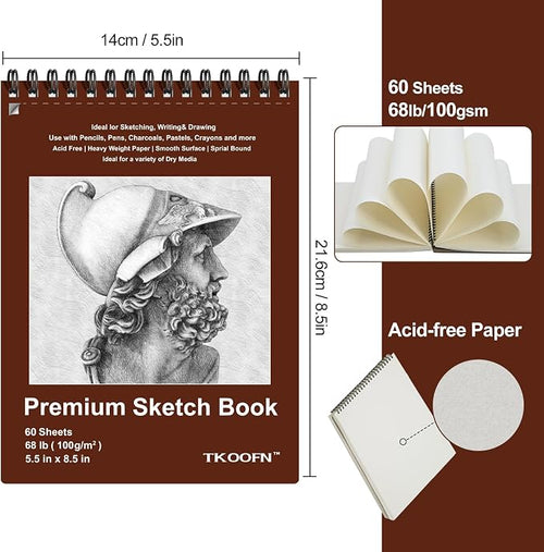 10 Pack Small Sketch Book, 5.5x8.5 Inch Top Spiral Sketchbook 60 Sheets Each - Image 2