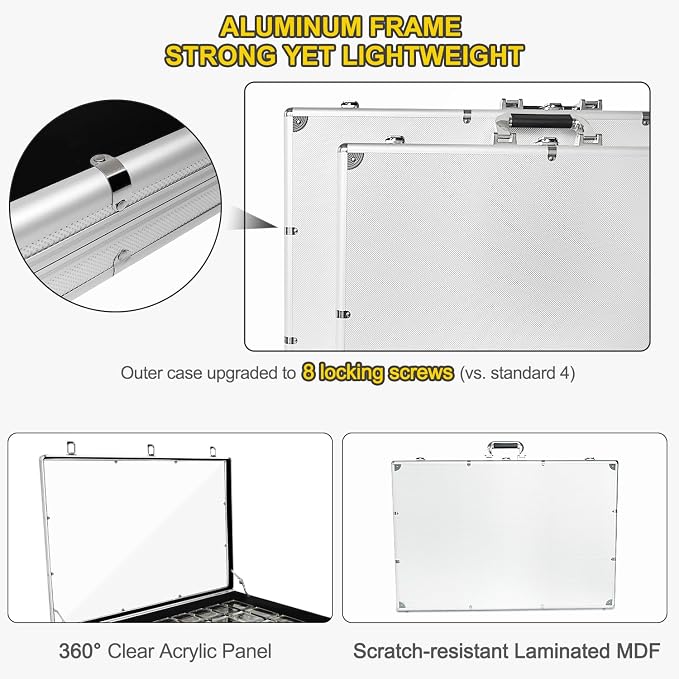 2 Pcs Trade Show Display Case – 34"x22" Large Aluminum Locking Tabletop Showcase - Image 4