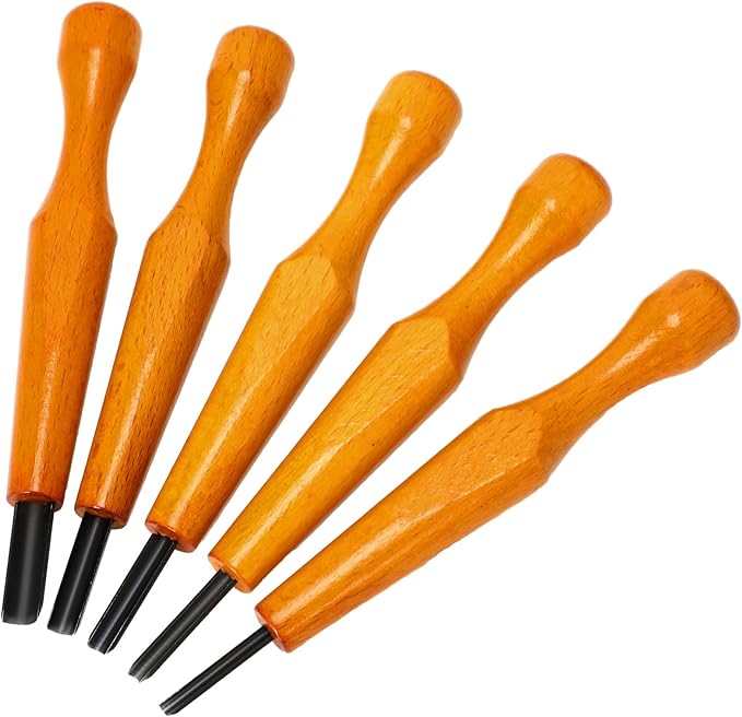 WILLBOND 5 Pcs Linocut Carving Tools Set Triangular Linoleum Various Sizes Wood by WILLBOND