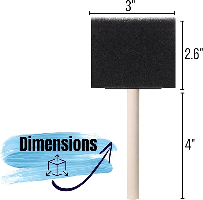 Bates 3-Inch Foam Paint Brushes, 12 Pack - Image 3
