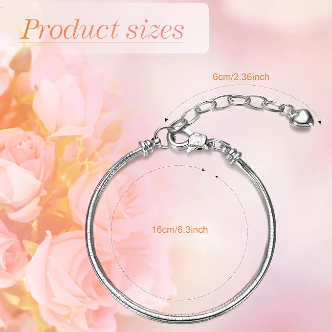 Hicarer 27 Pieces Snake Charm Bracelet Chain Adjustable Charm Bracelet Chain - Image 3