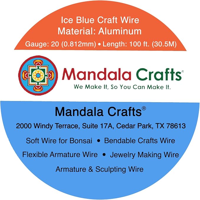 Mandala Crafts 20 Gauge Ice Blue Anodized Aluminum Craft Wire, 100 FT | Colored - Image 3