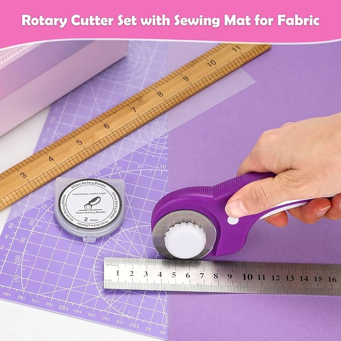 Rotary Fabric Cutter and Mat Set, Audab Self Healing Sewing Mats Shirt Cutter - Image 2