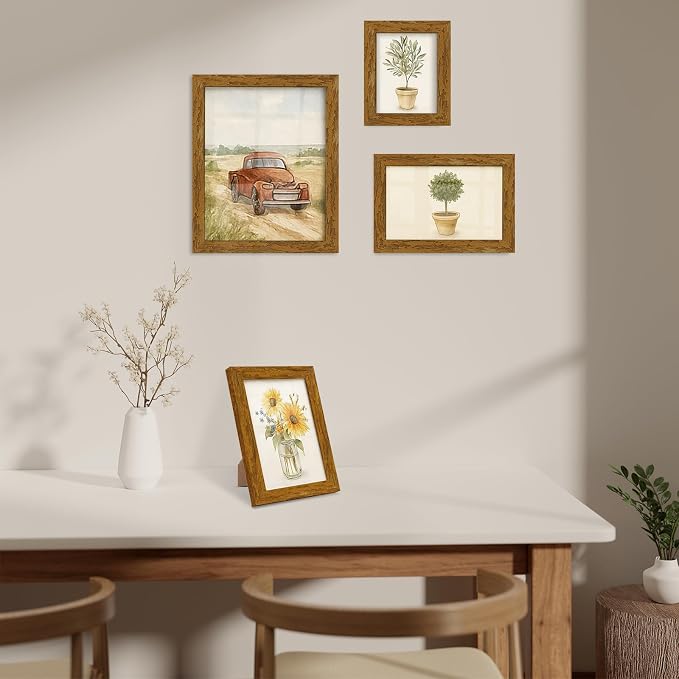 puthiac 4x6 Rustic Farmhouse Picture Frame, Honey Oak, 1 Pack | Distressed MDF - Image 6