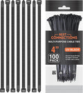 BEST CONNECTIONS Black Cable Ties – 2,000 Pieces Cable Zip Ties 4 Inch - Strong Nylon Wire Ties with 18 Lbs Tensile Strength – Cable Management Ties for Outdoor & Indoor