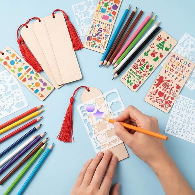 45 Pcs DIY Bookmarks Making Kit, 20 Blank Wooden Bookmarks - Image 5