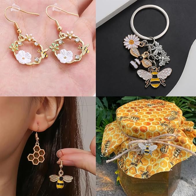 WOCRAFT 120pc Assorted Enamel Bracelet Honeycomb Bee Charms - Image 6