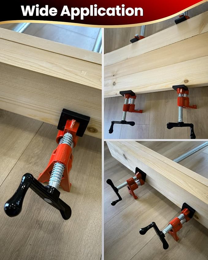 Pipe Clamps 3/4 inch 6 Pack Pipe Clamp with Unique Foot Ideal for Carpentry, Home Improvement, and DIY Projects Wood Gluing Clamps (Orange, 3/4 IN with Pads)