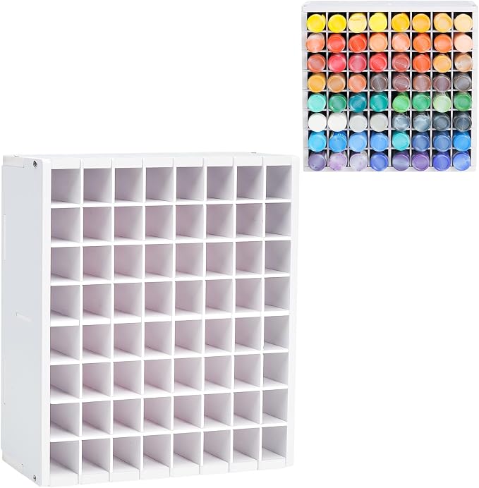 Krafetto 64 Grids Craft Paint Storage Organizer, Wall-mountable Paints Holder by Krafetto