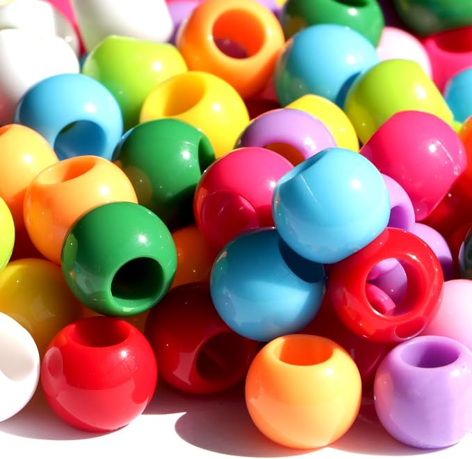 160pcs 12mm Plastics Acrylic Beads Mix 10 Color Large Hole Hair Beads by Dabaiitechann
