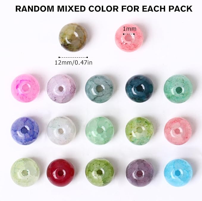 132PCS Natural Stone Beads 12MM Agate Spacer Beads Bulk - Image 2
