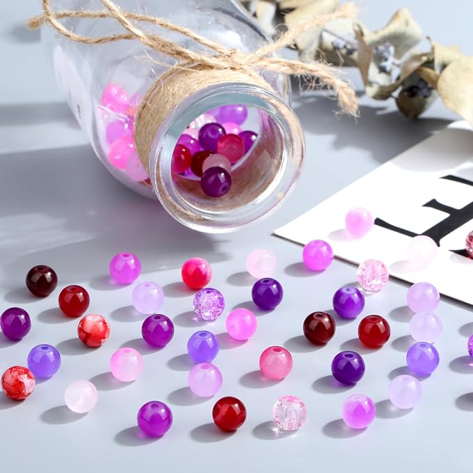 DUQGUHO 8mm Pink Purple and Red Beads - Image 2
