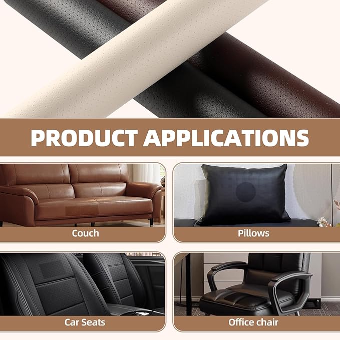 Leather Repair Patch, Strong Sticky Repair Patch Self Adhesive Waterproof, DIY Large Leather Patches for Couches, Furniture, Sofa, Car, Chair (Black, 3.5X79 inch)