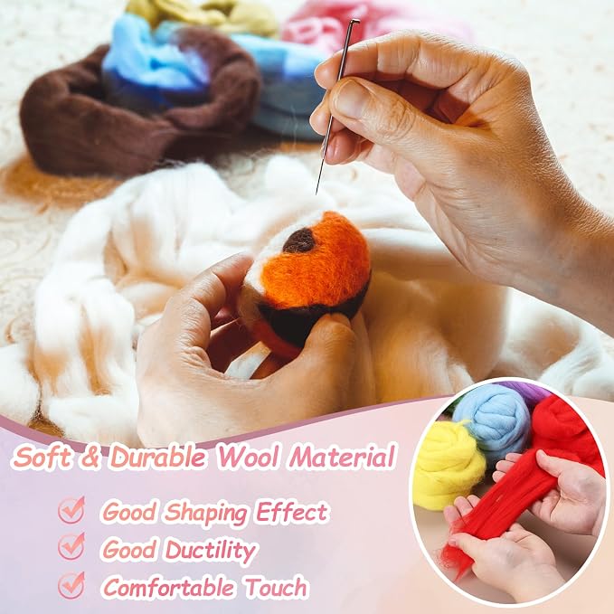 PATIKIL Wool Roving Yarn, 150G/5.3OZ Soft Felting Wool Pure Chunky Roving Yarn - Image 3