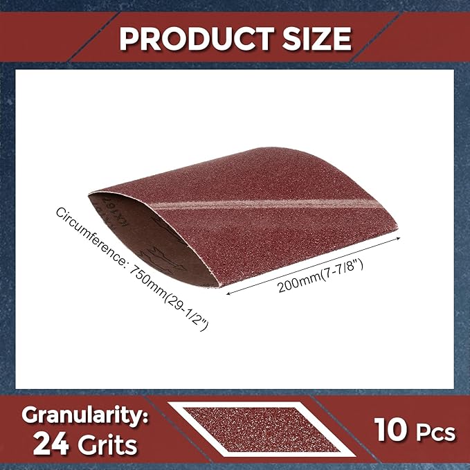 10 Pcs Sanding Belts 7-7/8 x 29-1/2 Inch 24 Grit Aluminum Oxide Abrasive Sandpaper for Belt Sander Metal Grinding Wood Working Weld Rust Removal