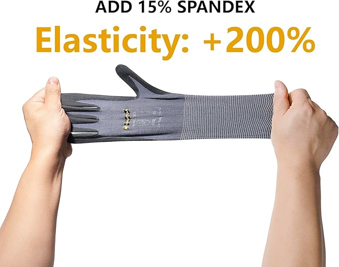 Tarantula Safety Work Gloves MicroFoam Nitrile Coated 12 Pairs,Endurance Seamless Knit Nylon,Dots on Palm,Dot Grip Gloves,Small