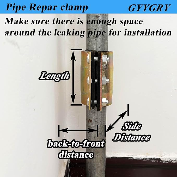 Water Pipe Repair Clamp for 1-1/2 inch Pipe(OD of Applied Pipe is 1.9 inch),Leak Sealer for Pipes and Plumbing,Length 4.72 inch,Suitable for PE/PPR/Steel/Iron Pipe
