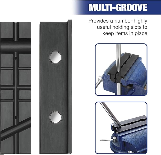 WORKPRO 2-Pair Vise Jaw Pads 6 inch & 5.5 inch, Magnetic Vice Jaw Covers Protectors, 5-1/2 inch Multi-Groove Jaw Pads and 6 inch Aluminum Pads Set