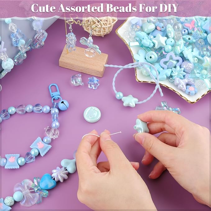 200-260PCS TINKRSTUFF Assorted Blue Acrylic Beads - Image 3