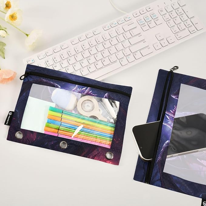 Dragon Purple Pencil Pouch for 3 Ring Binder, 2 Pack Waterproof Pencil Bags - Image 5
