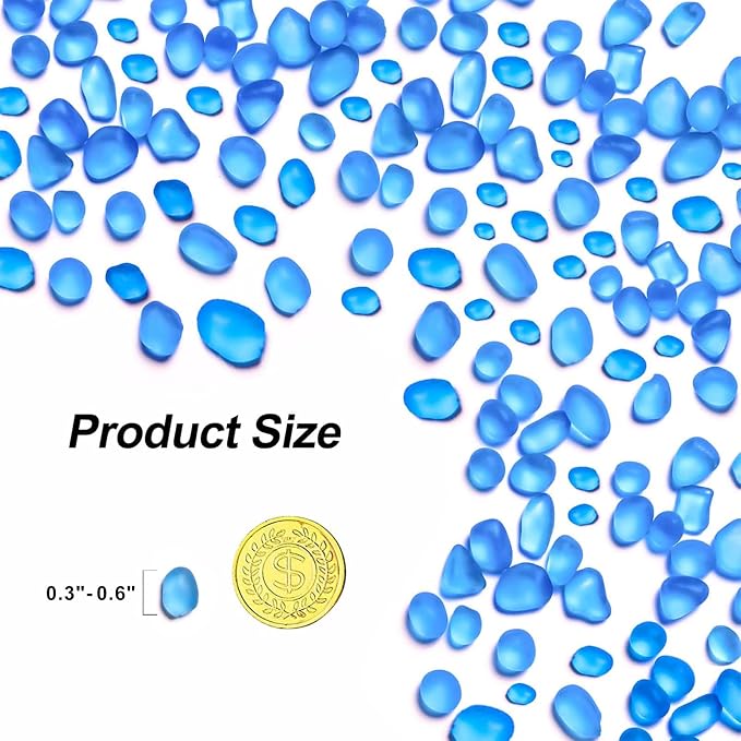 QEQEKAKA Sea Glass Stones for Crafts About 1LB Blue Glass Pebbles Gemstones - Image 2