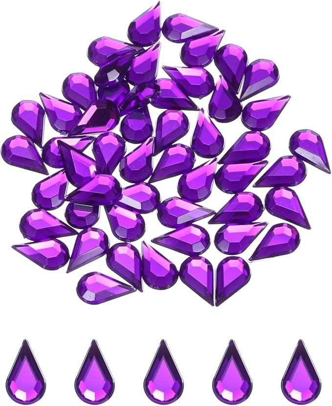 MECCANIXITY 50PCS Flat Back Acrylic Teardrop Gems 6x10mm Artificial Rhinestones by MECCANIXITY