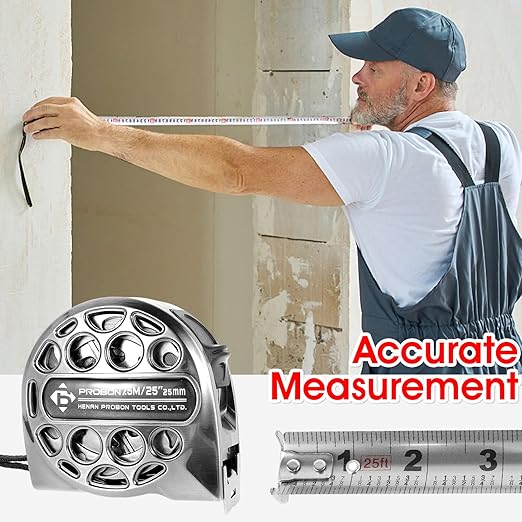 Tape Measure 25'FT Foot/7.5M Stainless Steel Retractable Measuring Tape Double Side Scale Handy Measurement Tape for Construction Household Woodworking (1)