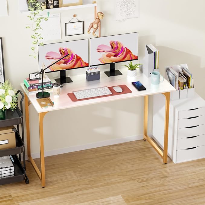 PayLessHere | 47 Inch Computer Desk | White Gold | Office Desk - Image 4