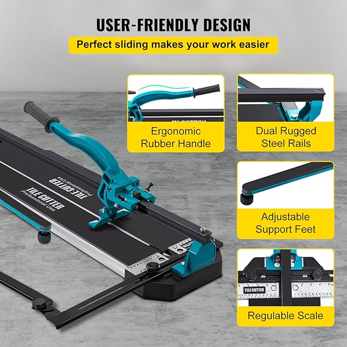 Mophorn 48 Inch Tile Cutter Single Rail Double Brackets Manual Tile Cutter 3/5 in Cap w/Precise Laser Manual Cutter Tools for Precision Cutting (48 Inch)