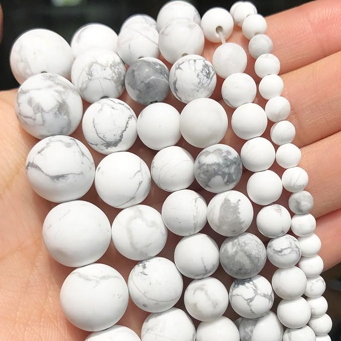 6mm Matte White Howlite Bead, 15-Inch Matte Round Loose Stone Beads - Image 8