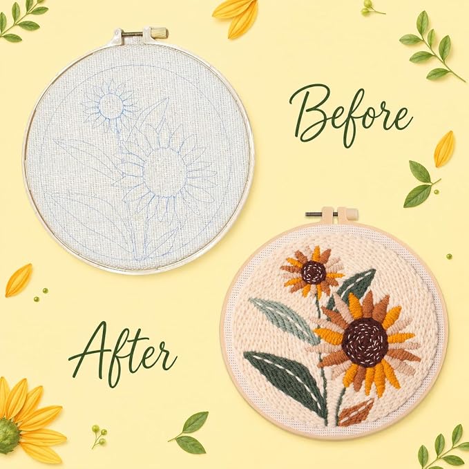 Fusionchaos Punch Needle Kits for Adults Beginners, Sunflower | All-in-one kit - Image 3