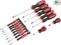 STEELMAN Comfort Grip Screwdriver Set, 15 of the Most Common Phillips, Slotted, and Precision Sizes, Magnetic Tips, 5 Largest Screwdrivers Feature Hex Bolsters