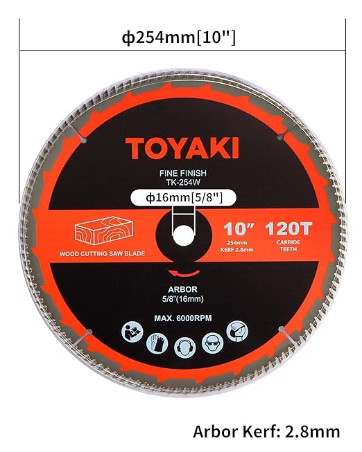 10-Inch Miter Saw Blade, 120-Tooth Fine-Finish Professional Woodworking Saw Blade for Miter Saws Table Saws and Circular Saws