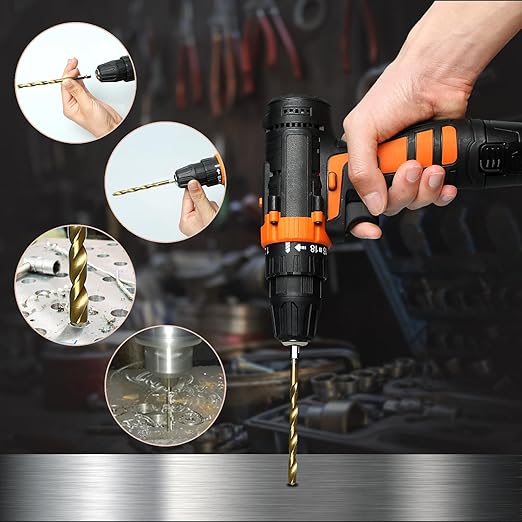 Hex Shank Drill Bit Set, 16Pcs 1/16" HSS Titanium Twist Drill Bit for Sheet Metal, Wood, Plastic, Quick Change Design