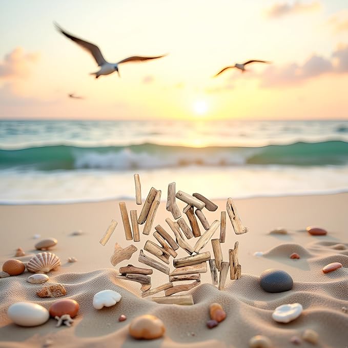 20 Pcs Natural Driftwood Pieces Branch Slices Craft Sticks Beach Decor - Image 6
