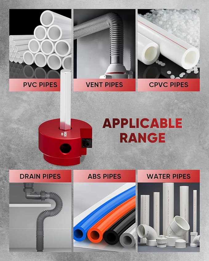 Saker PVC Pipe Reamer, PVC Fitting Saver with 1-1/2inch Head, For SCH40, ABS Pipe,CPVC Perfect for Plumbing Repairs, Fits Standard 1/2" Drill
