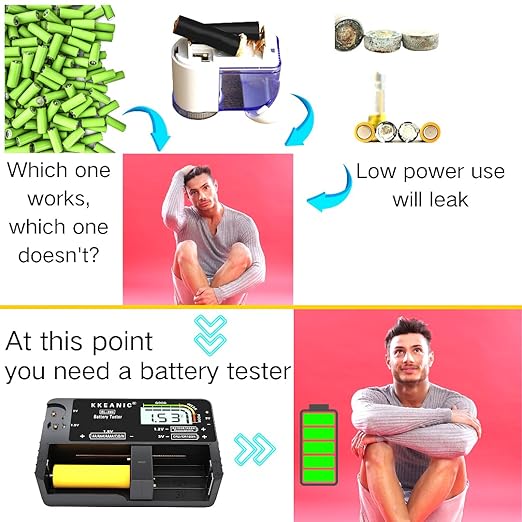 Battery Tester with Battery Organizer Storage Case,Professional Digital Battery Checker with LCD Display for Household AA, AAA, 4A,C, D, 9V, Button Cells. Compact Design & Clear Power Level Indicator