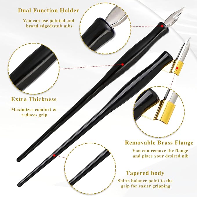 10PCS Oblique Calligraphy Dip Pen Set - Image 3
