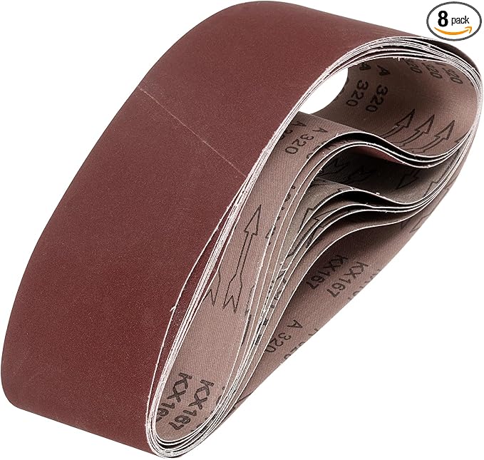 HARFINGTON 3 x 24 Inch Sanding Belts, 8 Pcs 320 Grits Aluminum Oxide Abrasive Belt Sander File Belt for Woodworking, Metal Polishing, Knife Sharpener