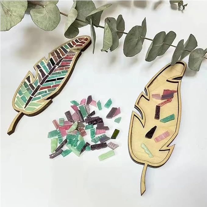 Smowfes Mixed Colour Leaf Mosaic Kit, Creative DIY Colourful Home Decoration - Image 4