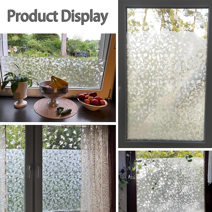Bloss Privacy Window Film, 3D Diamond Decorative Windows Cling Stained Glass - Image 5