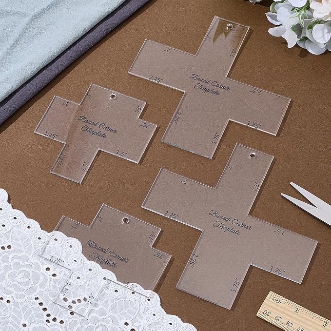 INFUNLY 4pcs Boxed Corner Template 2 Size Cutting Corners Template by INFUNLY
