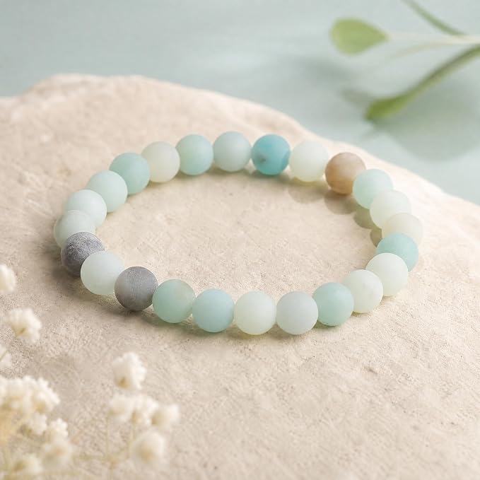 36pcs Natural Matte Amazonite Gemstone Beads，10mm Frosted Round Loose Stone - Image 3