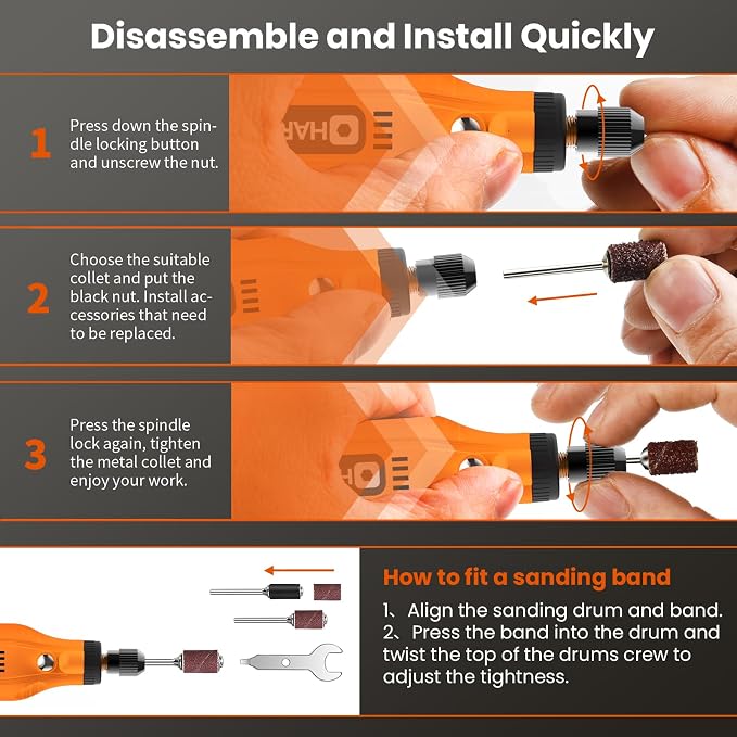 HARDELL Mini Cordless Rotary Tool, 5-Speed and USB Charging - Image 3