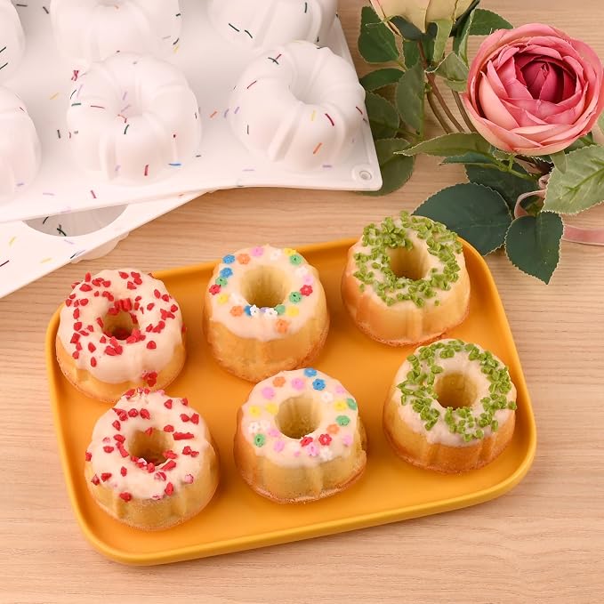 HUAKENER 3 Pcs Mini Fluted Cake Pan, 6-Cavity Fluted Tube Cake Pan, Non-stick - Image 6